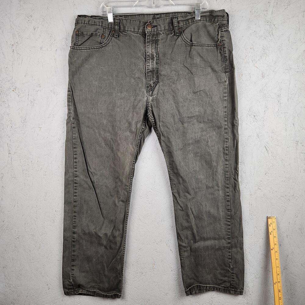 Levis 505 Jeans Mens 40x30 Gray Charcoal Wash Regular Fit Straight Leg Denim